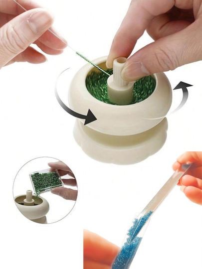 KLONKEE 手动旋转式串珠填充工具，用于珠宝制作串珠，旋转式串珠碗，DIY配件工具，用于制作链条、手链和项链 [杏色]