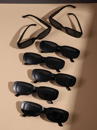 1/4/5/6 件时尚眼镜 Y2K 风格方形镜框可爱复古运动学院风适合返校季矩形框