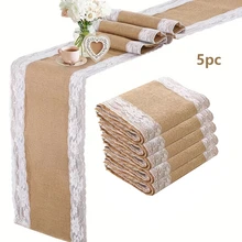 1 bộ/2 bộ/3 bộ/5 bộ/10 bộ khăn trải bàn vải bố - Khăn trải bàn vải 12" X 108" có viền ren ở cả hai mặt, dùng cho đám cưới, phong cách cổ điển mộc mạc, thích hợp cho Giáng sinh, Lễ tạ ơn, Đám cưới theo chủ đề, Sinh nhật, Ăn tối, Tiệc tùng, Ngày lễ tình nhân - Nhiều màu - Xem 23