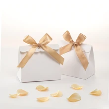 20/50pcs Mini Blank White Gift Box With Colorful Ribbons - Perfect For Birthday Party Gifts, DIY Crafts & Elegant Wedding Displays, Gift Boxes