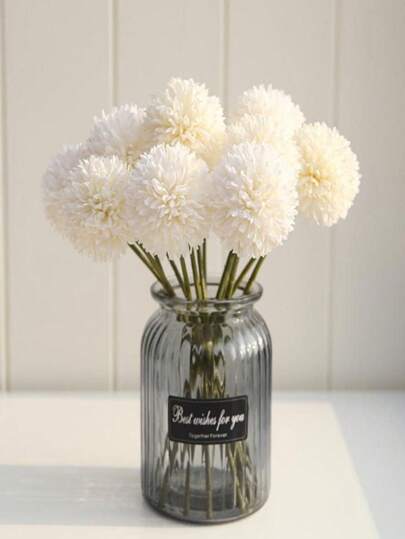 1/4/8/16 Bolas de flores artificiales blancas de crisantemo, diente de león, hortensia para arreglo floral, regalo para amigos, decoración de boda, decoración del hogar, oficina, cafetería, fiesta, decoración de otoño