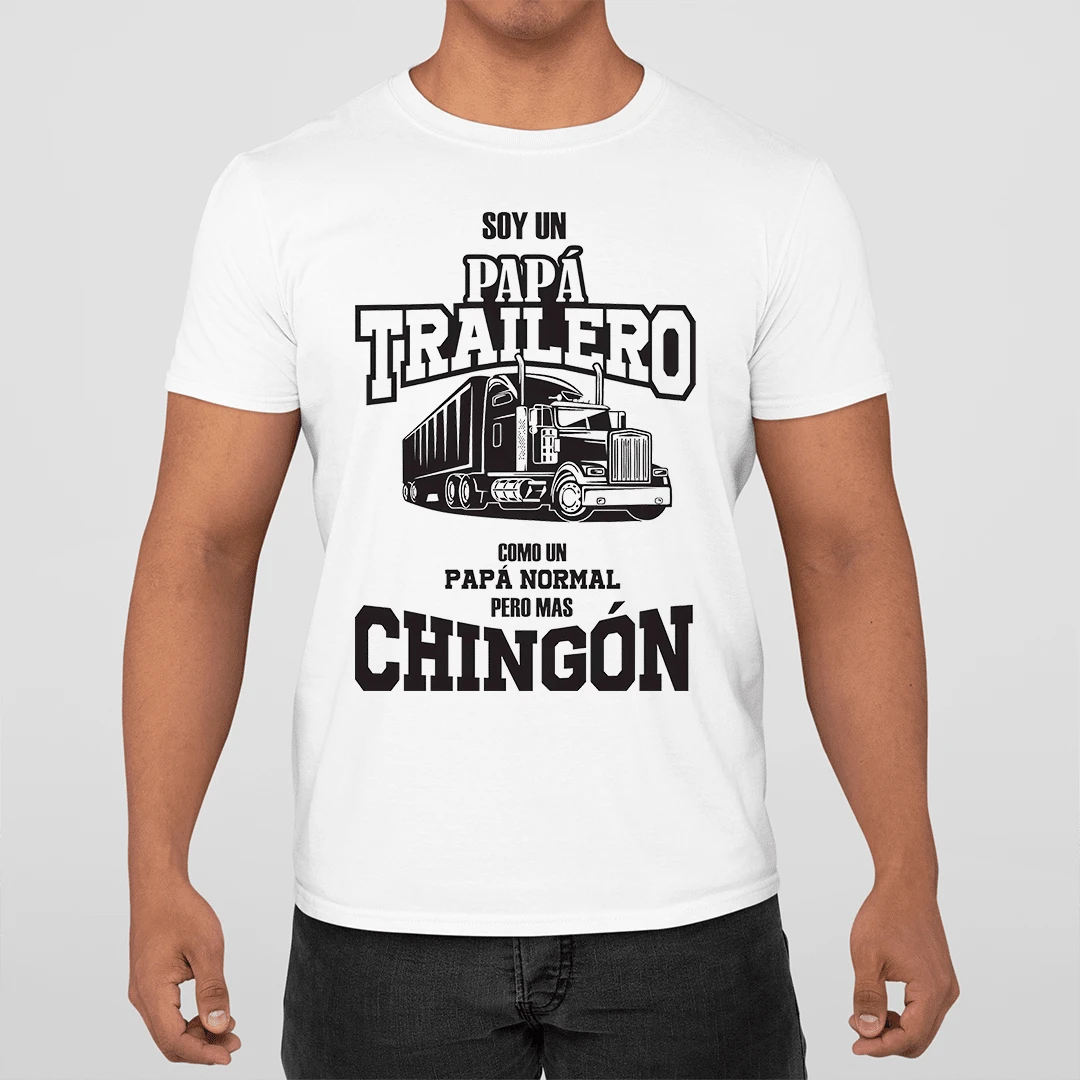 Playera DIA DEL PADRE SOY UN PAPA TRAILERO Hombre DDP18 - Blanco - Ver 1