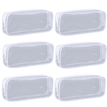 6pcs/3pcs/1pc Transparent Pencil Case/Cosmetic Bag, Clear PVC Zipper Travel Toiletry Pouch, Examination Pen Pencil Bag, Travel Accessory,Back To School,School Supplies,Pencil Pouch,School Bag