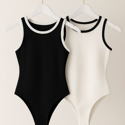 Kit 2 Body Feminino Regata Canelado Moda 2025