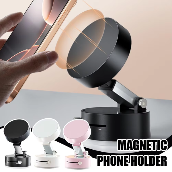 2025 Neu 1 Stück MagSafe Vakuumsaug Multi-Funktions Magnetisch Verstellbare Horizontale Handyhalterung fürs Auto, mit Pad, kompatibel mit verschiedenen Handys wie Apple, doppelseitige Saugnapf ohne Klebeflüche faltbare multifunktionale Navigationshalterung aus Kunststoff fürs Auto, kann als Geburtstagsgeschenk verwendet werden, wasserdichtes ABS Material, modisches Autozubehör, strukturierte Oberfläche