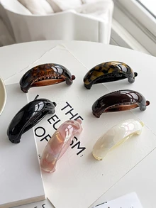 6pcs/3pcs/1pc Set Women Fashion Elegant Acetate Fiber Banana Hair Clips, Simple Ponytail Clips, Twist Clips, Horizontal Clips, Suitable For Party, Daily Wear, Holiday Gifts, Head Accessories, Hair Accessories For Women - Multicolor - View 6