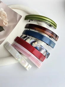 1pc Woman's Solid Color 9.5cm Stylish Acetic Acid Hair Clips, Back Of The Head Hair Accessories Hairpin, One-Line Ponytail Hair Accessory, Suitable For Daily Wear ,Festival Gifts - Multicolor - View 1