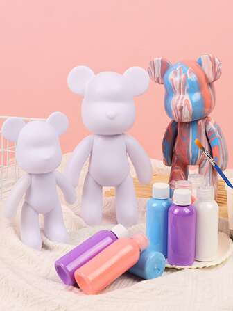 1件-23cm流体熊空白，流体兔存钱罐，DIY涂鸦绘画材料包互动纪念玩具，生日礼物，节日礼物，房间装饰，创意DIY手工玩具，圣诞节礼物，万圣节礼物，新年礼物，节日派对礼物，小礼物[随机发货]