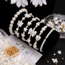 DIY 配件用品套件，包含全套串珠手链、珍珠串、珠宝配件和珠子 - 白色 - 查看 5