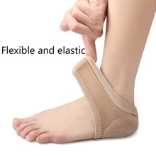 1 par de calcetines de gel para el talón que hidratan, de color negro, para aliviar el arco y dar soporte al talón, de material transpirable, con puntera abierta, calcetines tobilleros, cuidado de pies sin alcohol