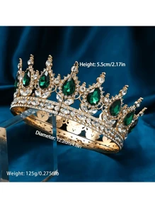 1 Stück eleganter Barock-Stil Diamant Tiara, luxuriöse Prinzessinnenkrone, glänzender runder Haarreif für Frauen, exquisites Hochzeits-Haaraccessoire, nicht waschbar, Schmuck für besondere Anlässe
