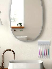 1pc 6-Slot Wall Mounted Toothbrush Holder, Multifunctional Bathroom Toothbrush & Toothpaste Storage Box, Steady Grip Design, Easy Installation, Suitable For Bathroom - Multicolor - View 9