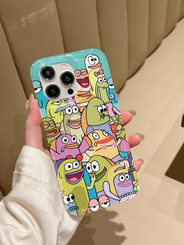 SPONGEBOB 1pc Soft Cartoon Series Phone Case Compatible With IPhone, Creative Hand-Painted Anti-Fall Protective Cover, Gift For Girlfriend