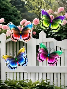 1pc/4pcs Colorful Metal Butterfly Decor, Versatile Seasonal Garden/Yard/Fence Hanging Ornament, Floral Themed Holiday Decoration, Mother's Day Gift, Great For Butterfly Enthusiasts