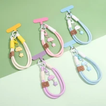 云朵和星星吊饰手机挂绳，配有聚酰胺腕带，可爱的糖果色配饰，手工制作