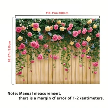 1 قطعة، خلفية جدارية بالزهور، خلفية ربيعية، خلفية تصوير فوتوغرافي بالزهور الربيعية، خلفية تصوير ألواح خشبية بنية مع جدار زهور، حفلة عيد ميلاد، زفاف، تعميد، خلفية تصوير فوتوغرافي