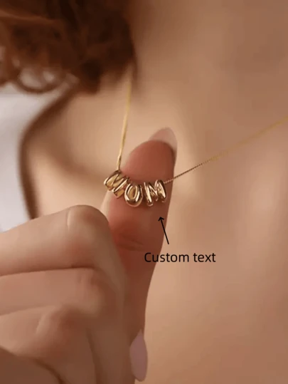 1 Piece Customized Stainless Steel Bubble Letter Necklace, Personalized Name Necklace, Suitable For Weddings, Valentine's Day, Mother's Day Gifts