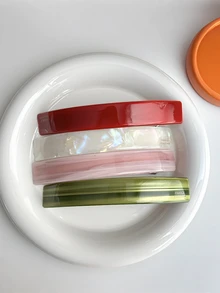 1pc Woman's Solid Color 9.5cm Stylish Acetic Acid Hair Clips, Back Of The Head Hair Accessories Hairpin, One-Line Ponytail Hair Accessory, Suitable For Daily Wear ,Festival Gifts - Multicolor - View 3