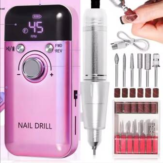 Rechargeable Lithium Battery 1200mAh USB, 45000RPM Electric Nail Drill, For Gel Nail Polishing
