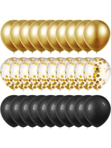 30 pezzi Set di palloncini neri e dorati da 12 pollici per matrimonio, San Valentino, anniversario, fidanzamento, addio al nubilato, compleanno, decorazione per feste, eventi, celebrazioni festive