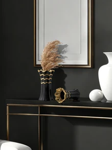 1 pezzo Vaso in ceramica bianco puro con stampa in oro adatto per soggiorno, ingresso, scaffale, davanzale, display multiscenario, composizione floreale