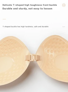 Sujetador invisible sin tirantes de viscosa con efecto push-up para mujeres, sujetador sin costuras autoadhesivo de silicona para pezones, ropa interior para bodas (viscosidad mejorada para mayor durabilidad)