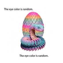 3D打印蝰蛇龙蛋套装关节可动仿真蛇类动物创意摆件（眼睛颜色随机） - 多色 - 查看 3