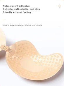 Sujetador invisible sin tirantes de viscosa con efecto push-up para mujeres, sujetador sin costuras autoadhesivo de silicona para pezones, ropa interior para bodas (viscosidad mejorada para mayor durabilidad)