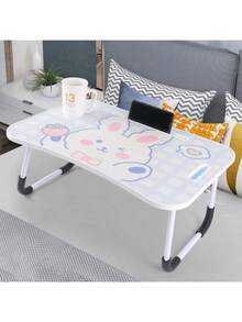 一個可折疊筆記型電腦床桌/膝上桌/支架，帶杯架的托盤餐桌，可用於在床上/沙發上/地板上吃早餐、工作、看電影， 符合人體工學設計 ，耐用的木質材料，學習電腦桌床上懶人書桌，節日禮物，生日禮物 - 卡通圖案包邊附卡槽杯架(隨機色) - 查看 2
