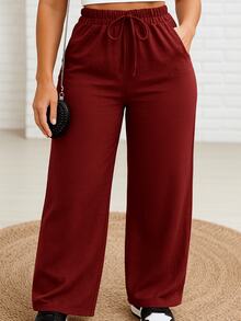 Duna Women's Wide Leg Pants With Pocket - Black - View 2