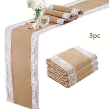 1 bộ/2 bộ/3 bộ/5 bộ/10 bộ khăn trải bàn vải bố - Khăn trải bàn vải 12" X 108" có viền ren ở cả hai mặt, dùng cho đám cưới, phong cách cổ điển mộc mạc, thích hợp cho Giáng sinh, Lễ tạ ơn, Đám cưới theo chủ đề, Sinh nhật, Ăn tối, Tiệc tùng, Ngày lễ tình nhân - Nhiều màu - Xem 21