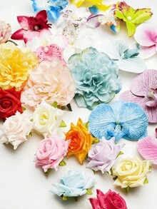 1/10/15pcs Random Hawaiian Flower Hair Clips, Women Artificial Flower Hair Clips, Plumeria Hair Clips, Suitable For Holiday Beach Party, Summer Tropical Flower Hair Accessories, Wedding Party, Girls Holiday Gifts, Mother's Day Gifts, Bohemian Style, Fashionable And Elegant Women Hair Accessories Claw Clips Hair Claws Hair Barrettes, School Stuff - Multicolor - View 2