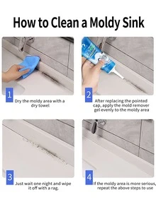 1 件除霉凝胶厨房霉菌斑点去除霉菌冰箱凝胶环去除黑色霉菌去除剂清洁剂（4.23 盎司），适用于浴室马桶水槽垫圈凝胶环，炉灶墙壁各种发霉的地方/除霉凝胶粘合剂和接缝密封剂套装 - 白色 - 查看 5