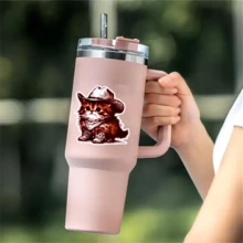 1PC 3-Inch Removable Vinyl Waterproof Creative Cute Fluffy Kitten In Cowboy Outfit Sticker For Laptop, Phone Case, Water Bottle, Journal, Notebook, Helmet, School Supplies, Dorm Decor, Office Desk, Car Window, Luggage, Skateboard, Toolbox, Motorcycle, Car Bumper, Kindle – Aesthetic Animal Sticker/"Western Animal Sticker"/Western Gifts For Cat Moms - Multicolor - View 9