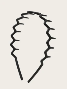 1件男女通用哑光黑色牙齿发箍，时尚简约日常发饰发带发圈，头饰，化妆发箍头饰 - 黑色 - 查看 9