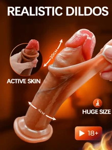 Juguete sexual vibrador tipo embate - Dildo grande y grueso de 8.6" con 3 modos de inserción y 9 modos de vibración y lengüeteo caliente, con ventosa poderosa para usarse sin manos, puede usarse para estimulación del punto G anal y masaje de senos, juguetes para adultos para mujeres, parejas y uso entre personas del mismo sexo, dilos de silicona suave