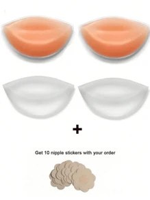 2pcs Seamless Silicone Breast Pads, Thickened And Supportive Invisible Bra Liners, Suitable For Lingerie, Perfect For Swimwear And Bra Accessories, Soft Comfortable, Ideal For Home, Outdoor, And Sportswear