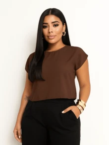 Basic Cropped Modeling With Perfect Fit Factory Price Get Yours Now - Rust Brown - View 1