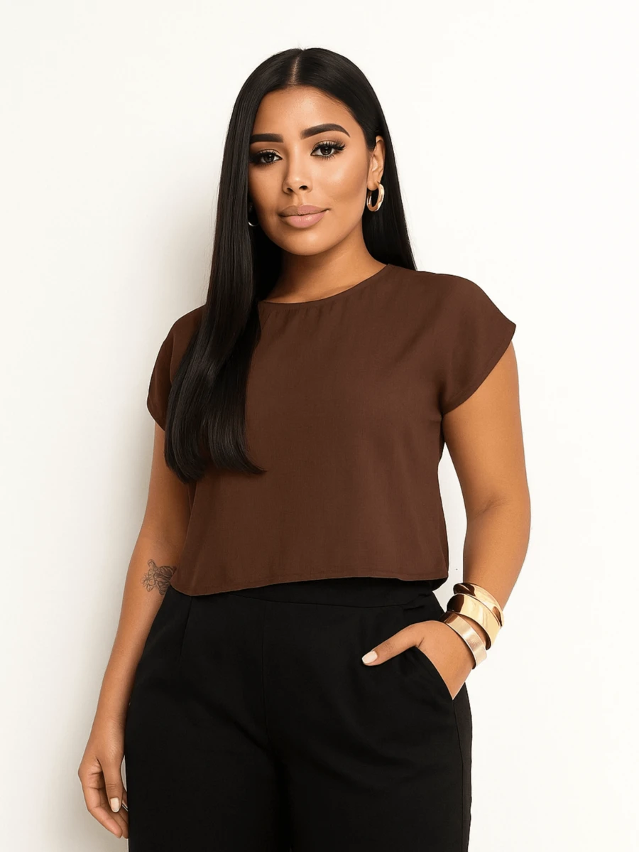 Basic Cropped Modeling With Perfect Fit Factory Price Get Yours Now - Rust Brown - View 1