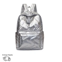 Women's Backpack School Bag Fashion Waterproof Resistant For Notebook Travel Work - Silver - View 1