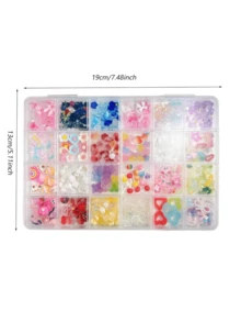 1Box Random Mixed ABS Colorful Flowers Nail Charms Cartoon Bowknot Heart Crescent 3D Cute Rainbow Candy Bear Suitable For Girls' Daily Dates  Nail Art Accessories DIY