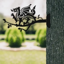 1 pieza Gancho-colgador con diseño de dragón galés, decoración de arte de metal para el jardín, decoración para valla/tronco de árbol, ¡solo para colgar objetos ligeros!