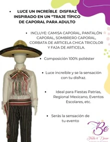 Traje Típico Caporal Adulto Fiesta Mexicana Festival