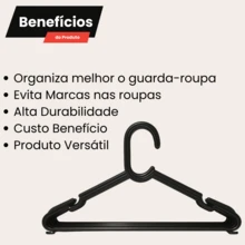 Kit Of 30 Reinforced Black Adult Hangers Premium Line Immediate Shipping - Black - View 4