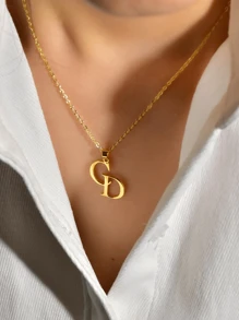 Joyería de pareja personalizada con doble inicial personalizada, collar con dos iniciales