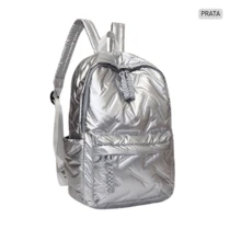 Women's Backpack School Bag Fashion Waterproof Resistant For Notebook Travel Work - Silver - View 2