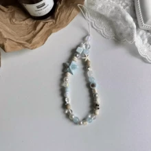 1件夏季贝壳星空手机挂绳新款手机壳装饰链手工串珠防摔腕带创意个性吊坠INS风 - 粉色 - 查看 7