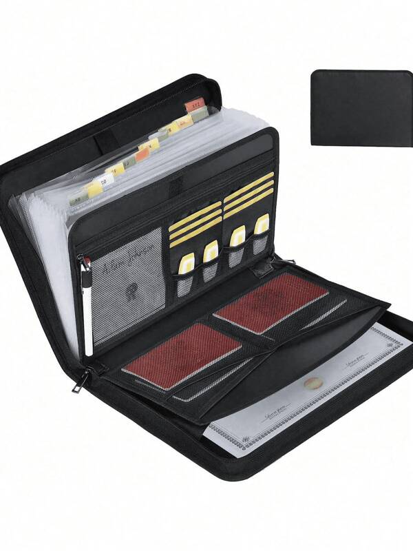 1pc Waterproof & Fire-Resistant Foldable Accordion File Bag, Large Capacity Document Organizer,Back To School,School Supplies