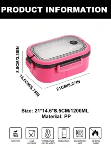 微波炉适用便当盒 – 双层防漏午餐盒，带手柄和餐具套装 – 适合学校、办公室、旅行、圣诞节和节日礼物 – 适合男士和女士 - 玫紅色 - 查看 6