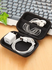 1pc Portable Electronics Organization Bag - Hard Shell Travel Case For Headphones, Charging Cables, USB Chargers - Plastic Mini Storage Box For Earbuds, Data Cables, Mobile Phone Accessories Holiday Gift Surprise For Men And Women Universal